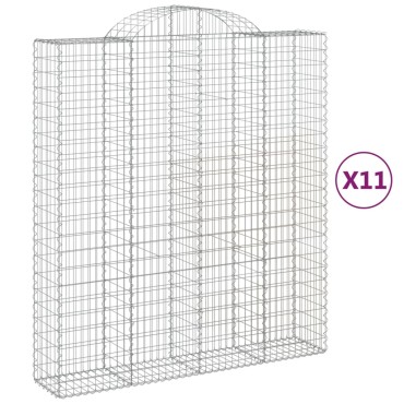 vidaXL Συρματοκιβώτια Τοξωτά 11 τεμ. 200x50x220/240 εκ. Γαλβαν. Ατσάλι