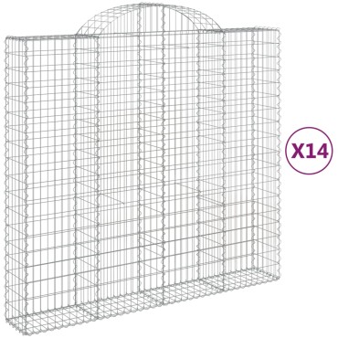 vidaXL Συρματοκιβώτια Τοξωτά 14 τεμ. 200x50x180/200 εκ. Γαλβαν. Ατσάλι