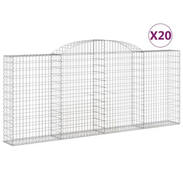 vidaXL Συρματοκιβώτια Τοξωτά 20 τεμ. 300x30x120/140 εκ. Γαλβαν. Ατσάλι