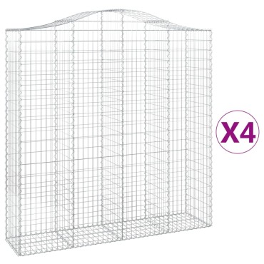 vidaXL Συρματοκιβώτια Τοξωτά 4 τεμ. 200x50x200/220 εκ. Γαλβαν. Ατσάλι