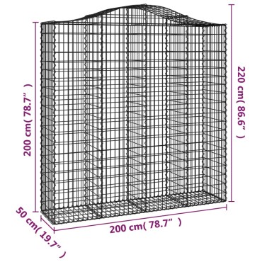 vidaXL Συρματοκιβώτια Τοξωτά 4 τεμ. 200x50x200/220 εκ. Γαλβαν. Ατσάλι