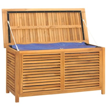vidaXL Μπαούλο Αποθήκευσης Κήπου με Τσάντα 114x50x58cm Μασίφ Ξύλο Teak 1 τεμ.
