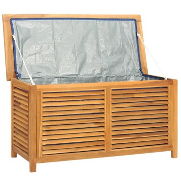 vidaXL Μπαούλο Αποθήκευσης Κήπου με Τσάντα 114x50x58cm Μασίφ Ξύλο Teak 1 τεμ.
