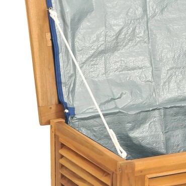 vidaXL Μπαούλο Αποθήκευσης Κήπου με Τσάντα 114x50x58cm Μασίφ Ξύλο Teak 1 τεμ.