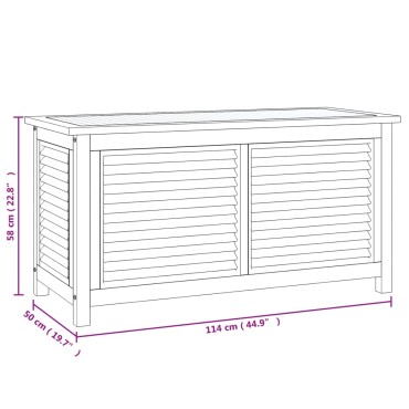 vidaXL Μπαούλο Αποθήκευσης Κήπου με Τσάντα 114x50x58cm Μασίφ Ξύλο Teak 1 τεμ.