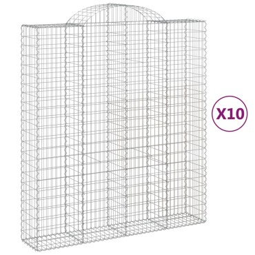 vidaXL Συρματοκιβώτια Τοξωτά 10 τεμ. 200x50x220/240 εκ. Γαλβαν. Ατσάλι