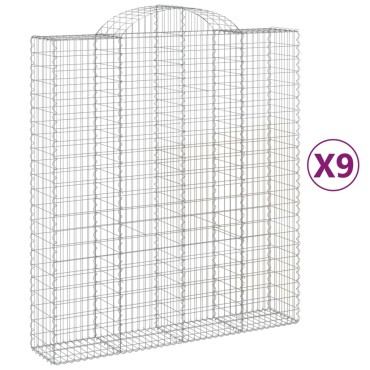 vidaXL Συρματοκιβώτια Τοξωτά 9 τεμ. 200x50x220/240 εκ. Γαλβαν. Ατσάλι