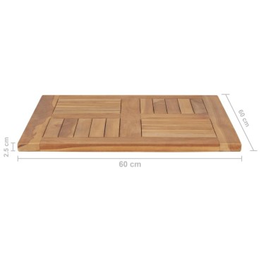 vidaXL Επιφάνεια Τραπεζιού 60x60x2,5cm Μασίφ Ξύλο Teak 1 τεμ.