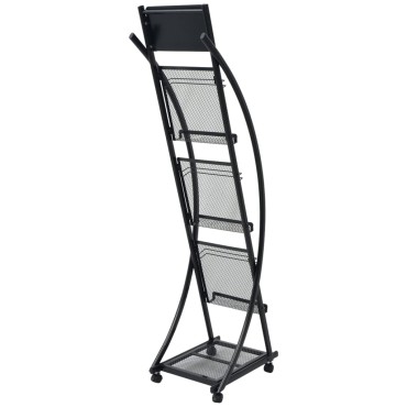 vidaXL Ραφιέρα Περιοδικών Μαύρη A4 40x32x131cm 1 τεμ.