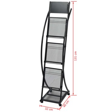 vidaXL Ραφιέρα Περιοδικών Μαύρη A4 40x32x131cm 1 τεμ.
