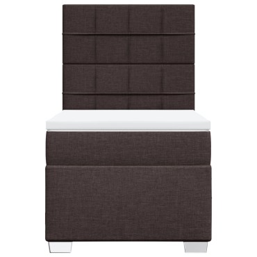 vidaXL Κρεβάτι Boxspring με Στρώμα Σκούρο Καφέ 90x190 εκ. Υφασμάτινο