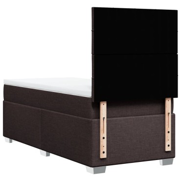 vidaXL Κρεβάτι Boxspring με Στρώμα Σκούρο Καφέ 90x190 εκ. Υφασμάτινο