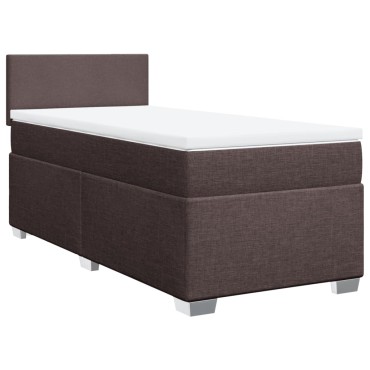vidaXL Κρεβάτι Boxspring με Στρώμα Σκούρο Καφέ 90x190 εκ. Υφασμάτινο