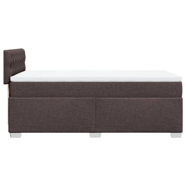 vidaXL Κρεβάτι Boxspring με Στρώμα Σκούρο Καφέ 90x190 εκ. Υφασμάτινο