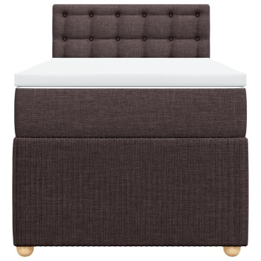 vidaXL Κρεβάτι Boxspring με Στρώμα Σκούρο Καφέ 90x190 εκ. Υφασμάτινο