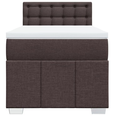 vidaXL Κρεβάτι Boxspring με Στρώμα Σκούρο Καφέ 90x190 εκ. Υφασμάτινο