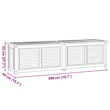 vidaXL Μπαούλο Αποθήκευσης Κήπου με Τσάντα 200x50x55cm Μασίφ Ξύλο Teak 1 τεμ.