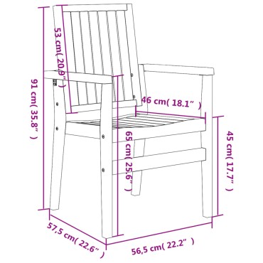 vidaXL Καρέκλες Κήπου Στοιβαζόμενες 8 τεμ. 56,5x57,5x91cm Μασίφ Teak