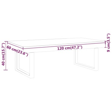 vidaXL Τραπεζάκι Σαλονιού Σκ. Καφέ/Μαύρο 120x60x40cm από MDF/Σίδερο 1 τεμ.