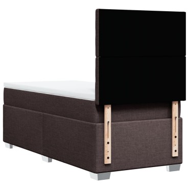 vidaXL Κρεβάτι Boxspring με Στρώμα Σκούρο Καφέ 90x190 εκ. Υφασμάτινο