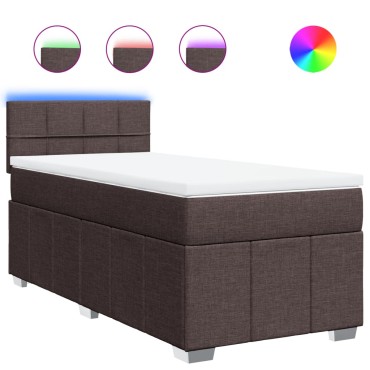 vidaXL Κρεβάτι Boxspring με Στρώμα Σκούρο Καφέ 90x190 εκ. Υφασμάτινο
