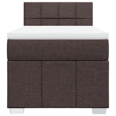 vidaXL Κρεβάτι Boxspring με Στρώμα Σκούρο Καφέ 90x190 εκ. Υφασμάτινο