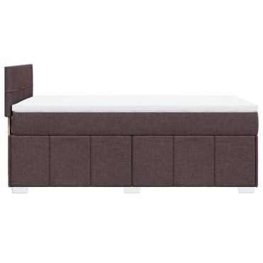 vidaXL Κρεβάτι Boxspring με Στρώμα Σκούρο Καφέ 90x190 εκ. Υφασμάτινο