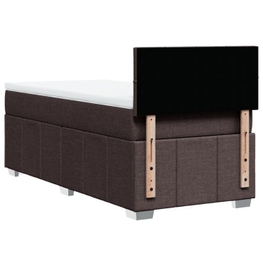 vidaXL Κρεβάτι Boxspring με Στρώμα Σκούρο Καφέ 90x190 εκ. Υφασμάτινο