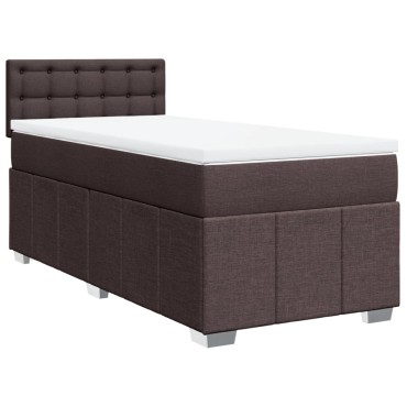 vidaXL Κρεβάτι Boxspring με Στρώμα Σκούρο Καφέ 90x190 εκ. Υφασμάτινο