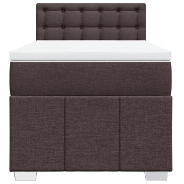 vidaXL Κρεβάτι Boxspring με Στρώμα Σκούρο Καφέ 90x190 εκ. Υφασμάτινο