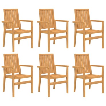 vidaXL Καρέκλες Κήπου Στοιβαζόμενες 6 τεμ. 56,5x57,5x91cm Μασίφ Teak