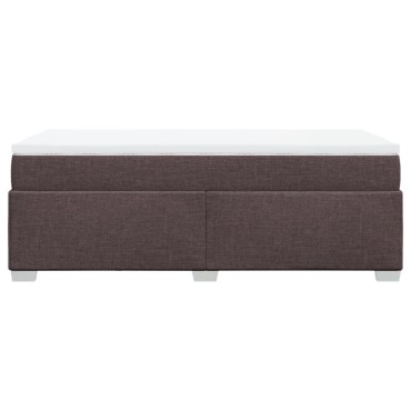 vidaXL Κρεβάτι Boxspring με Στρώμα Σκούρο Καφέ 90x190 εκ. Υφασμάτινο