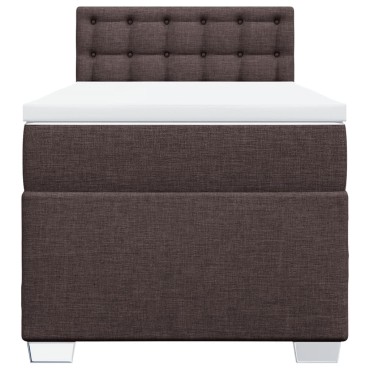 vidaXL Κρεβάτι Boxspring με Στρώμα Σκούρο Καφέ 90x190 εκ. Υφασμάτινο