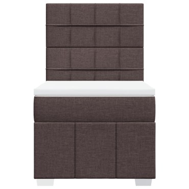 vidaXL Κρεβάτι Boxspring με Στρώμα Σκούρο Καφέ 90x190 εκ. Υφασμάτινο