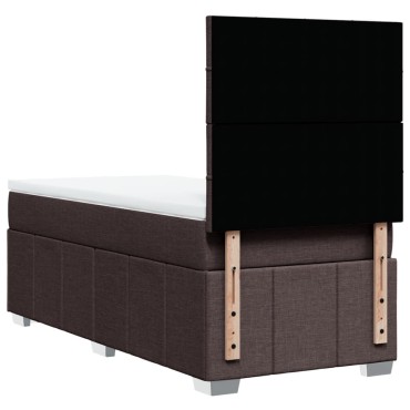 vidaXL Κρεβάτι Boxspring με Στρώμα Σκούρο Καφέ 90x190 εκ. Υφασμάτινο