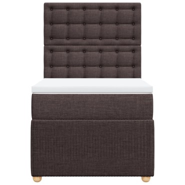 vidaXL Κρεβάτι Boxspring με Στρώμα Σκούρο Καφέ 90x190 εκ. Υφασμάτινο