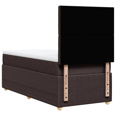 vidaXL Κρεβάτι Boxspring με Στρώμα Σκούρο Καφέ 90x190 εκ. Υφασμάτινο