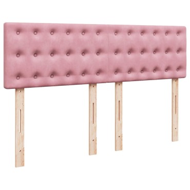 vidaXL Κρεβάτι Boxspring με Στρώμα Ροζ 160x200cm Βελούδινο 1 τεμ. - Διπλό