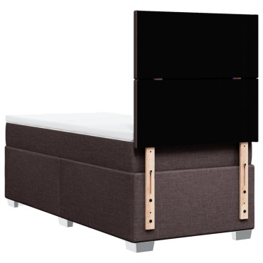 vidaXL Κρεβάτι Boxspring με Στρώμα Σκούρο Καφέ 90x190 εκ. Υφασμάτινο