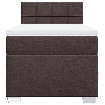 vidaXL Κρεβάτι Boxspring με Στρώμα Σκούρο Καφέ 90x190 εκ. Υφασμάτινο
