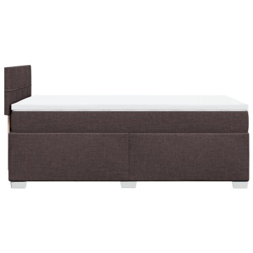 vidaXL Κρεβάτι Boxspring με Στρώμα Σκούρο Καφέ 90x190 εκ. Υφασμάτινο