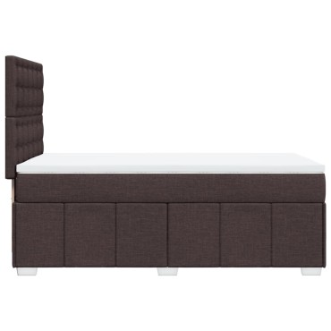 vidaXL Κρεβάτι Boxspring με Στρώμα Σκούρο Καφέ 90x190 εκ. Υφασμάτινο
