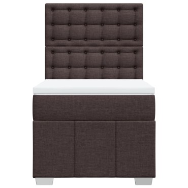 vidaXL Κρεβάτι Boxspring με Στρώμα Σκούρο Καφέ 90x190 εκ. Υφασμάτινο