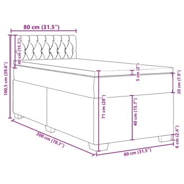 vidaXL Κρεβάτι Boxspring με Στρώμα Σκούρο Γκρι 80x200 εκ. Υφασμάτινο