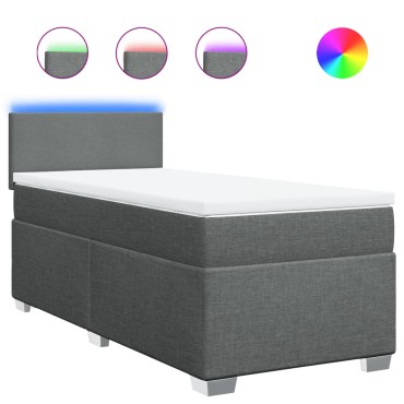 vidaXL Κρεβάτι Boxspring με Στρώμα Σκούρο Γκρι 80x200 εκ. Υφασμάτινο