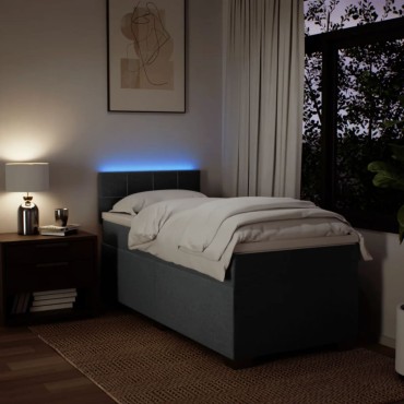 vidaXL Κρεβάτι Boxspring με Στρώμα Σκούρο Γκρι 80x200 εκ. Υφασμάτινο