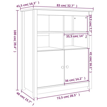 vidaXL Συρταριέρα 83x41,5x100cm από Μασίφ Ξύλο Πεύκου 1 τεμ.