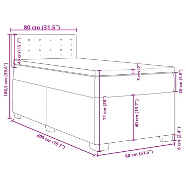 vidaXL Κρεβάτι Boxspring με Στρώμα Σκούρο Γκρι 80x200 εκ. Υφασμάτινο