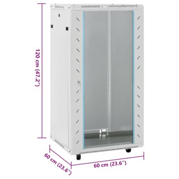 vidaXL Καμπίνα Δικτύου 22U 19" IP20 Μαύρη 60x60x120 εκ.