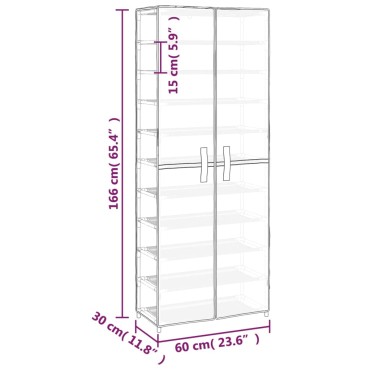 vidaXL Παπουτσοθήκη Κρεμ 60x30x166cm Υφασμάτινη